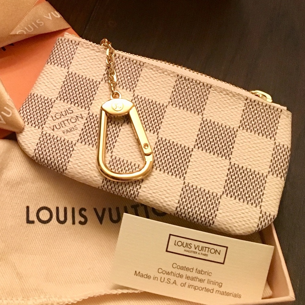 NIB Louis Vuitton Key Pouch Damier Azur Canvas